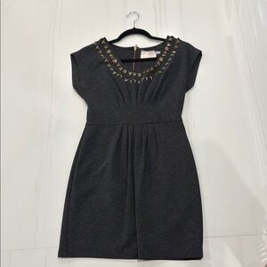 Lush Black Mini Dress with Gold Accents